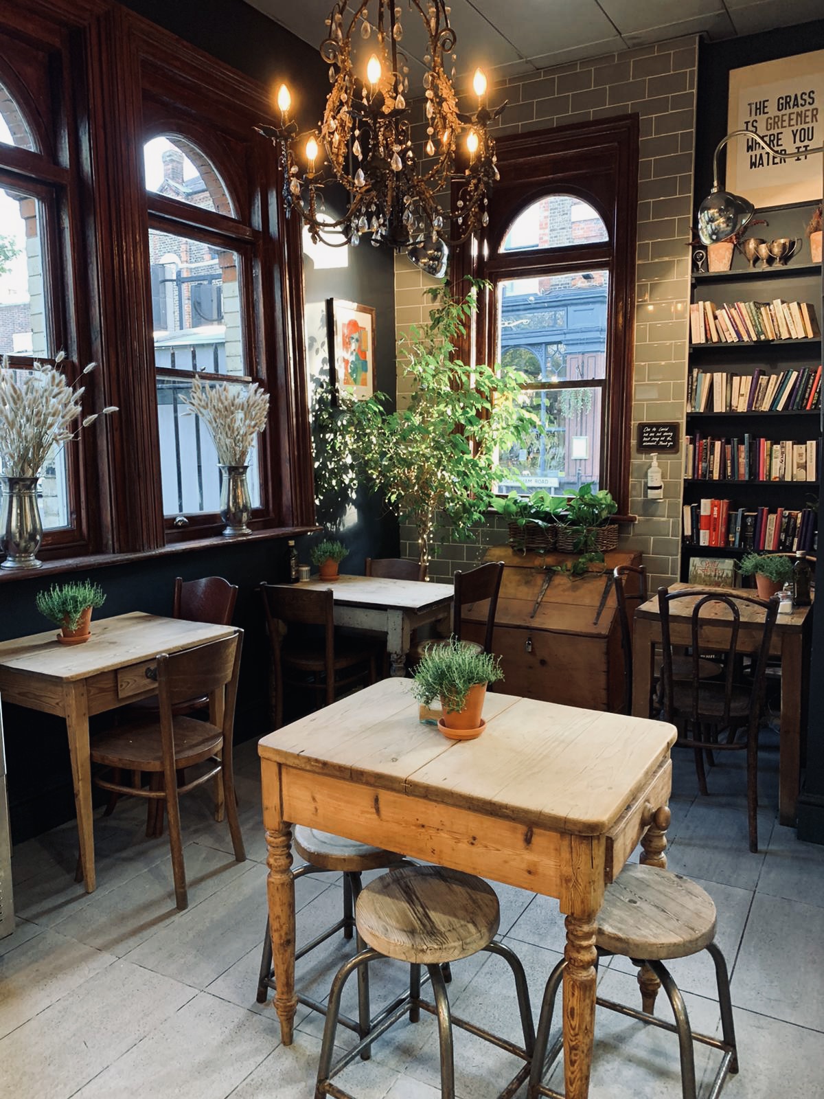 Cozy corner with decorative elements and soft lighting at The Yard Café Alexandra Palace