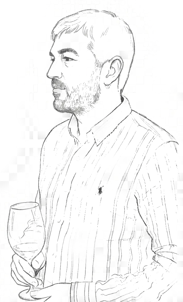 Sketch portrait of Melchior de Seze, sommelier at The Yard Café